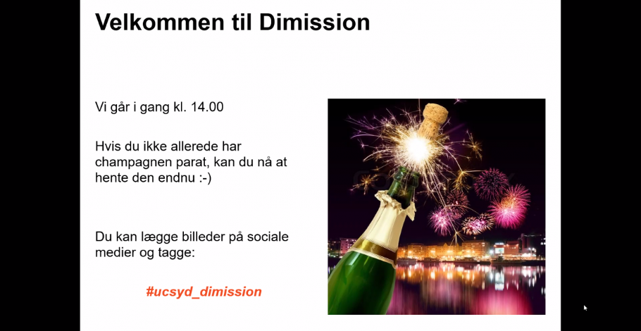 Online-velkomst til Efter- og Videreuddannelsens 2021-dimittender fra UC SYD.